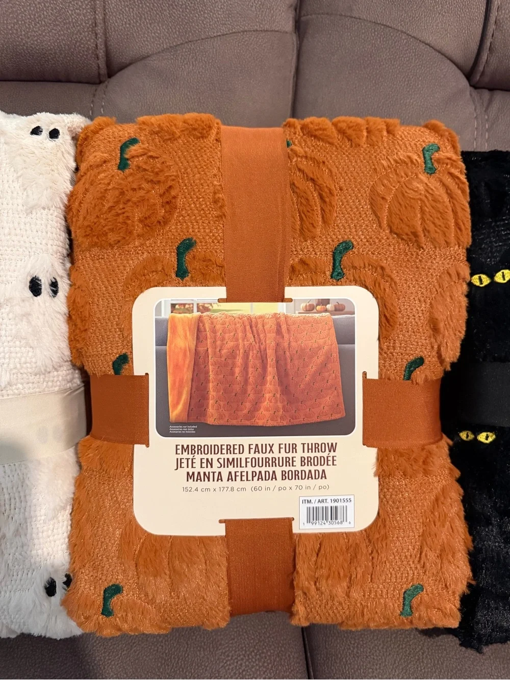 Embroidered Faux Fur Halloween Throw - set of three  VIRAL ON TIK TOK/COSTCO